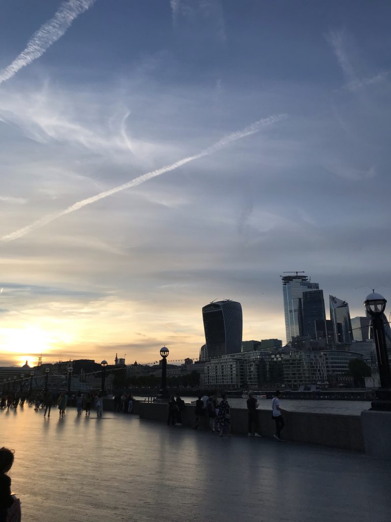 London and Sunset with River Thames and Skyline
